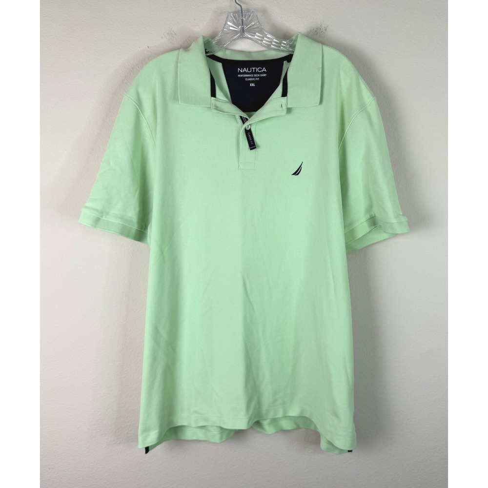 Nautica Polo Shirt Mens XXL Performance Deck Shirt Classic Fit Mint Green Short